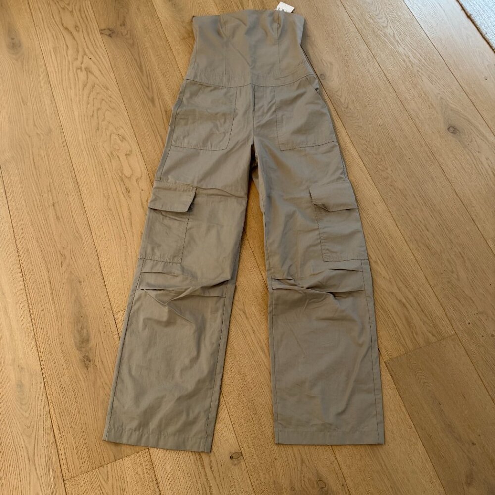 ZARA BRAND NEW w/TAGS STRAPLESS CARGO JUMPSUIT KHAKI- SIZE M - Picture 4 of 4